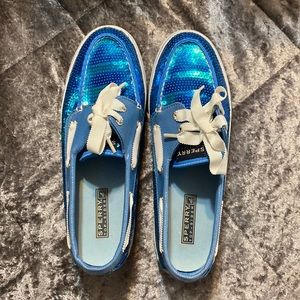 Sperry top-sider bahama blue iridescent sequin, wmns 8.5 medium